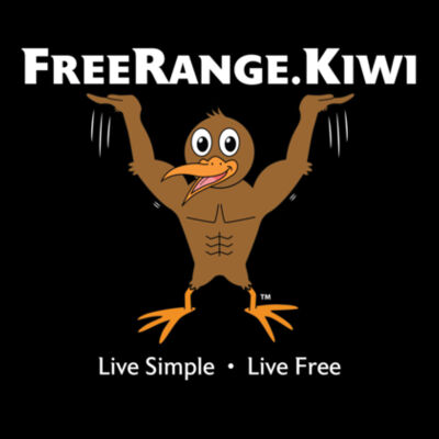 Adult Tee BLACK Unisex + FreeRange kiwi = Live Simple - Live Free Design