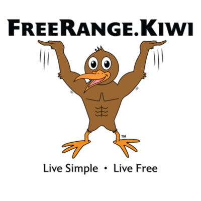 Adult Tee WHITE Unisex + FreeRange kiwi = Live Simple - Live Free Design